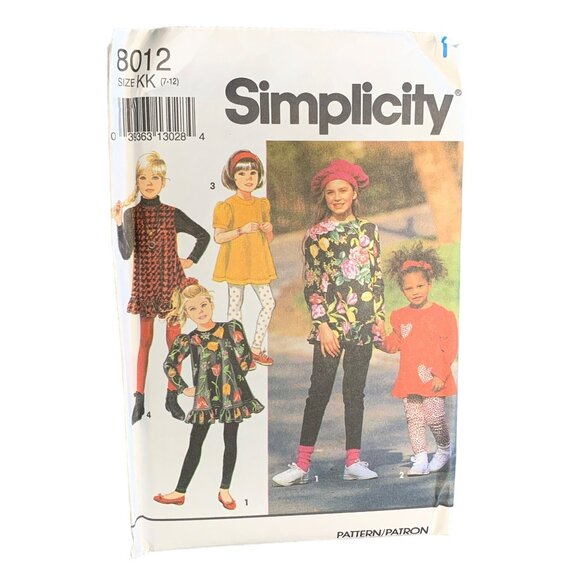 Simplicity Girls Leggings Tops Sewing Pattern Sz 7-12 8012 - uncut - Picture 1 of 4
